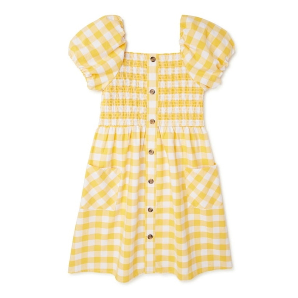 22. Yellow and white picnic dress